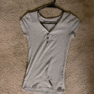 Gray button up T-shirt